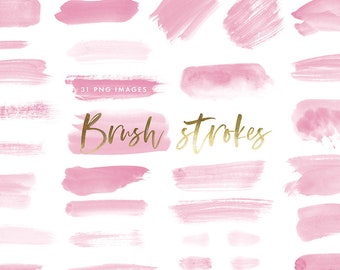 Watercolor Brush Strokes Splashes Clipart Pink, Blush, Rose, Blots, Splatters, Abstract Background, Commercial Use