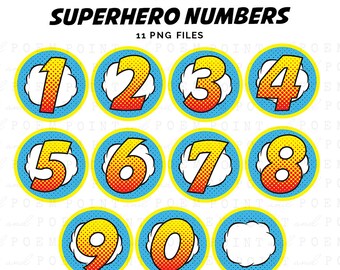 superhero numbers etsy