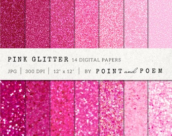 Pink Glitter Digital Paper, Valentine's Day Paper, Hot Pink Glitter Texture, Scrapbooking Digital Paper, Glamour Backgrounds, Commercial Use