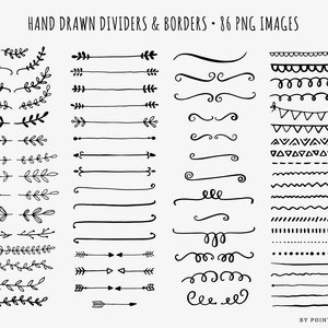 Hand Drawn clip art commercial use, clipart dividers, Borders, Laurels, Arrows, Doodle,