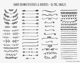 Hand Drawn clip art commercial use, clipart dividers, Borders, Laurels, Arrows, Doodle,