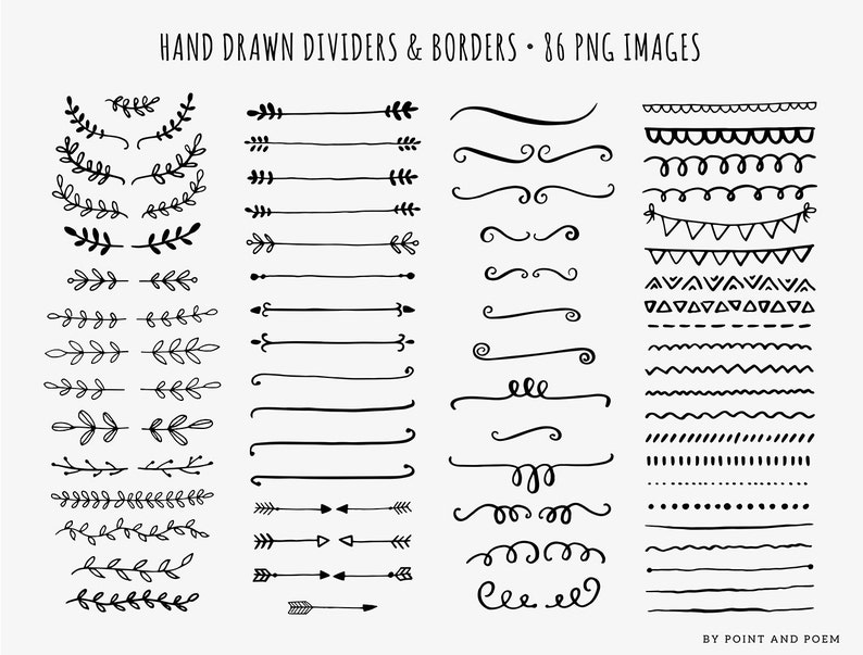 Hand Drawn clip art commercial use, clipart dividers, Borders, Laurels, Arrows, Doodle, image 1