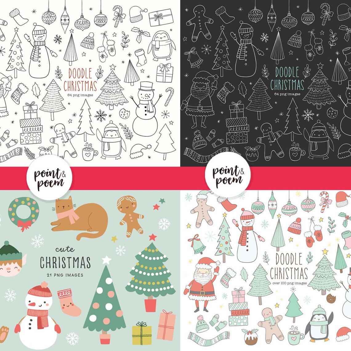 Christmas Digital Paper and Clip Art Bundle 400 Digital - Etsy