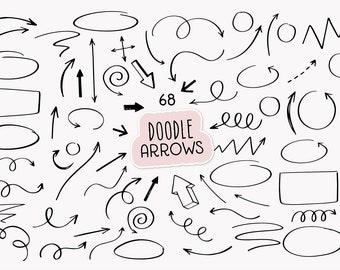 Arrows Clipart, Hand Drawn Doodle Arrows and Elements clip art utilisation commerciale, icônes de planificateur, clipart journal balle