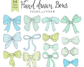 Bow clip crt, bow clipart, baby boy, ribbon graphic, scrapbooking, cards, hand drawn - Commercial Use