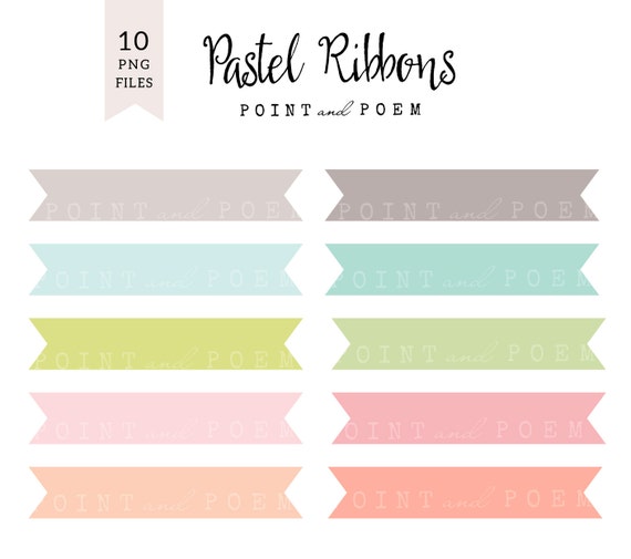 Ribbon Clip Art Rainbow Banner Clipart Labels Pastel Ribbons Etsy