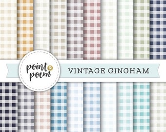 Gingham Digital Paper, vintage Pastel Gingham Backgrounds, Scrapbooking, Crafts - Usage Commercial