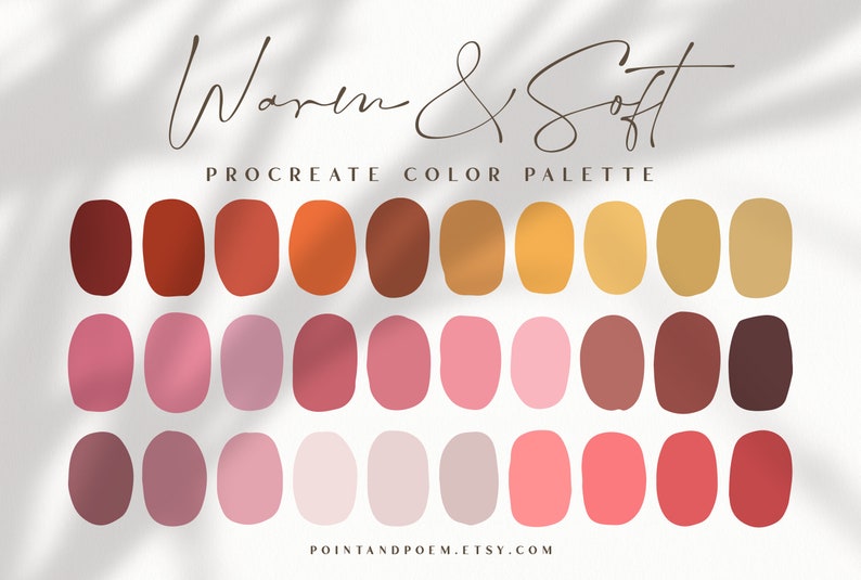 Procreate Color Palette Color Swatches Warm & Soft Pink - Etsy