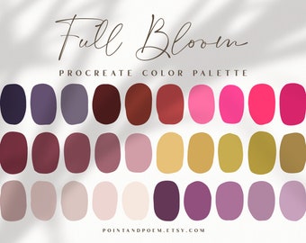 Procreate Color Palette | Color swatches | Full Bloom | Bright Flowers Pink | iPad lettering, illustration, procreate tool, digital art