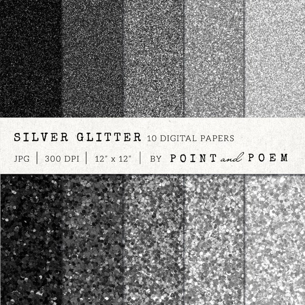 Glitter digital paper, SILVER GLITTER, background for scrapbooking , girly, shiny, sparkle, wedding /instant download/ - Commercial Use