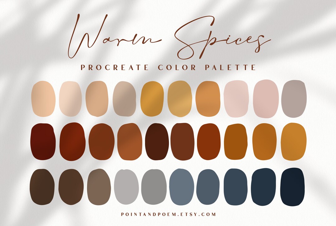 Procreate Palette Color Swatches Warm Spices Earth Tones iPad Lettering ...