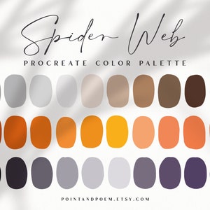 Procreate Color Palette | Color swatches | Spider Web | Halloween Fall Autumn| iPad lettering, illustration, procreate tool, digital art