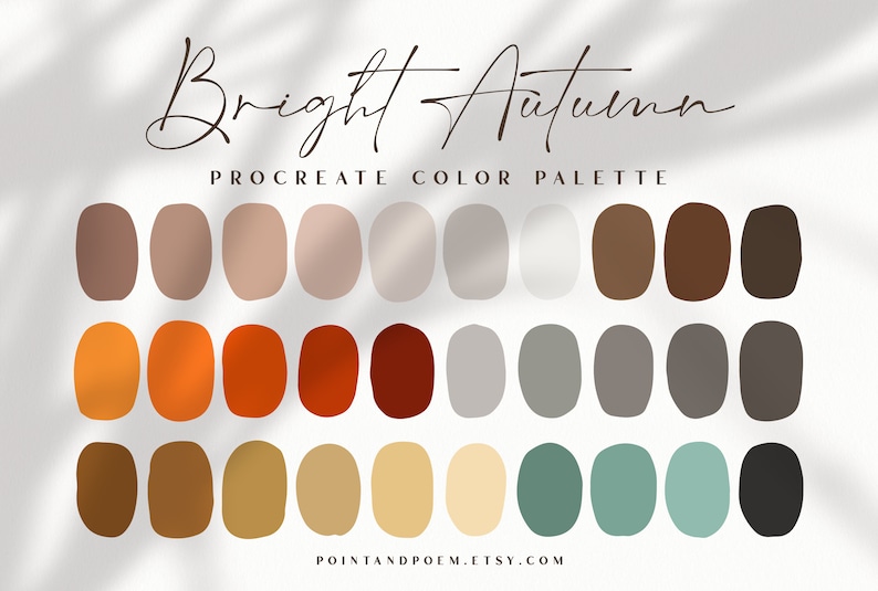 Procreate Palette Color Swatches Bright Autumn Fall - Etsy