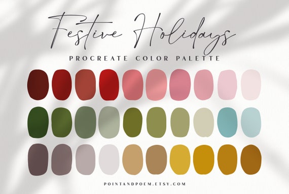 Procreate Color Palette Color Swatches Festive Christmas | Etsy