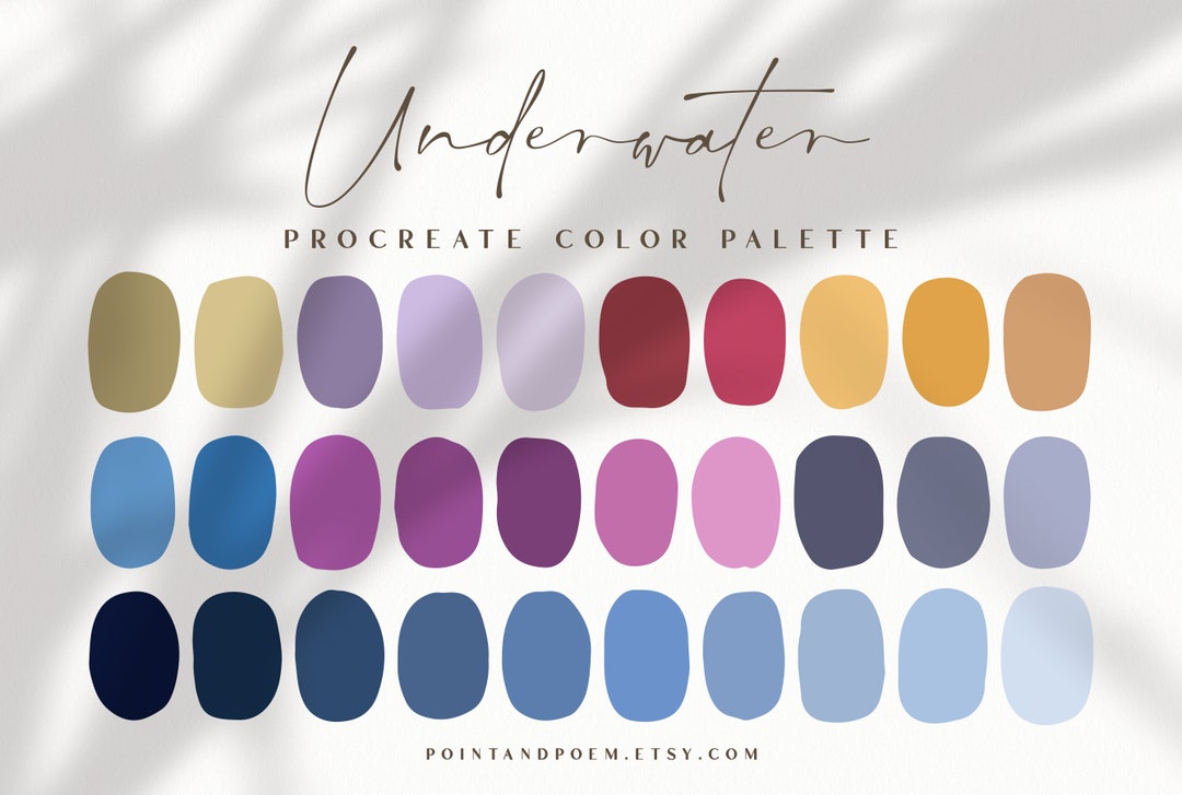 Procreate Color Palette Color Swatches Underwater Blue Navy Purple iPad ...