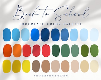 Procreate Color Palette | Color swatches | Back to School | Bright Rainbow Primary | iPad lettering, illustration, procreate tool, digital