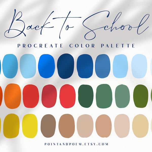 Procreate Color Palette | Color swatches | Back to School | Bright Rainbow Primary | iPad lettering, illustration, procreate tool, digital