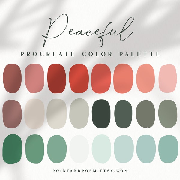 Procreate Color Palette | Color swatches | Peaceful | Christmas Winter Holidays Vintage Muted | iPad lettering, illustration, digital art