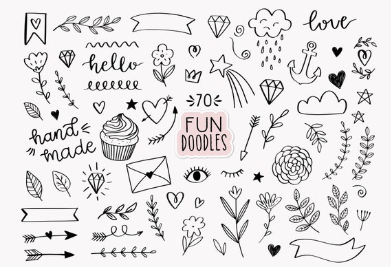 Doodles Hand Drawn Clip Art Commercial Use, Bullet Journal Clipart, Floral  Clipart, Heart Doodle, Valentine's Day Clipart, Planner Icons 