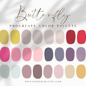 Procreate Color Palette | Color swatches | Butterfly | Bright Flowers Pink Yellow | iPad lettering, illustration,procreate tool, digital art