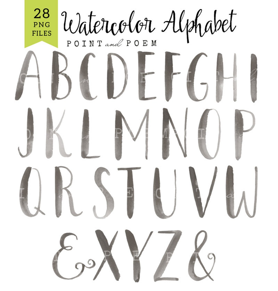 Watercolor Alphabet Clip Arts, Letters Cliparts, Hand Painted