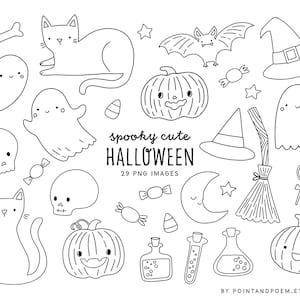 Cute Black And White Halloween Clipart