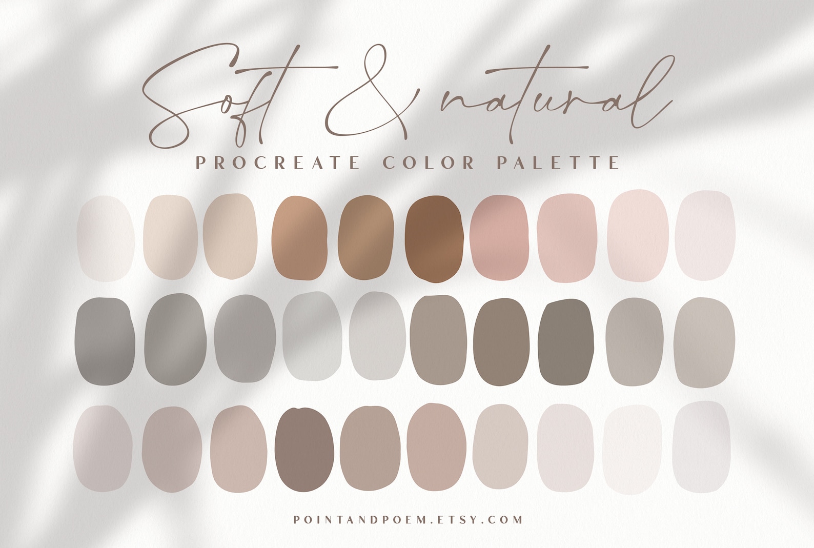 Procreate Color Palette Color swatches Soft & Natural | Etsy