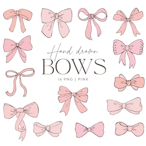 Bow clip art, Pink Bows, Hand drawn bow clip art, Ribbon Clip Art, baby girl, ribbon graphic, scrapbooking, commercial use