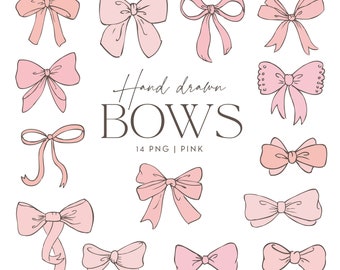 Bow clip art, Pink Bows, Hand drawn bow clip art, Ribbon Clip Art, baby girl, ribbon graphic, scrapbooking, commercial use