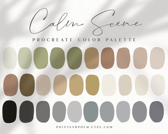 Procreate Color Palette | Color swatches | Calm Scene | Earth Tones | iPad lettering, illustration, procreate tool, digital art