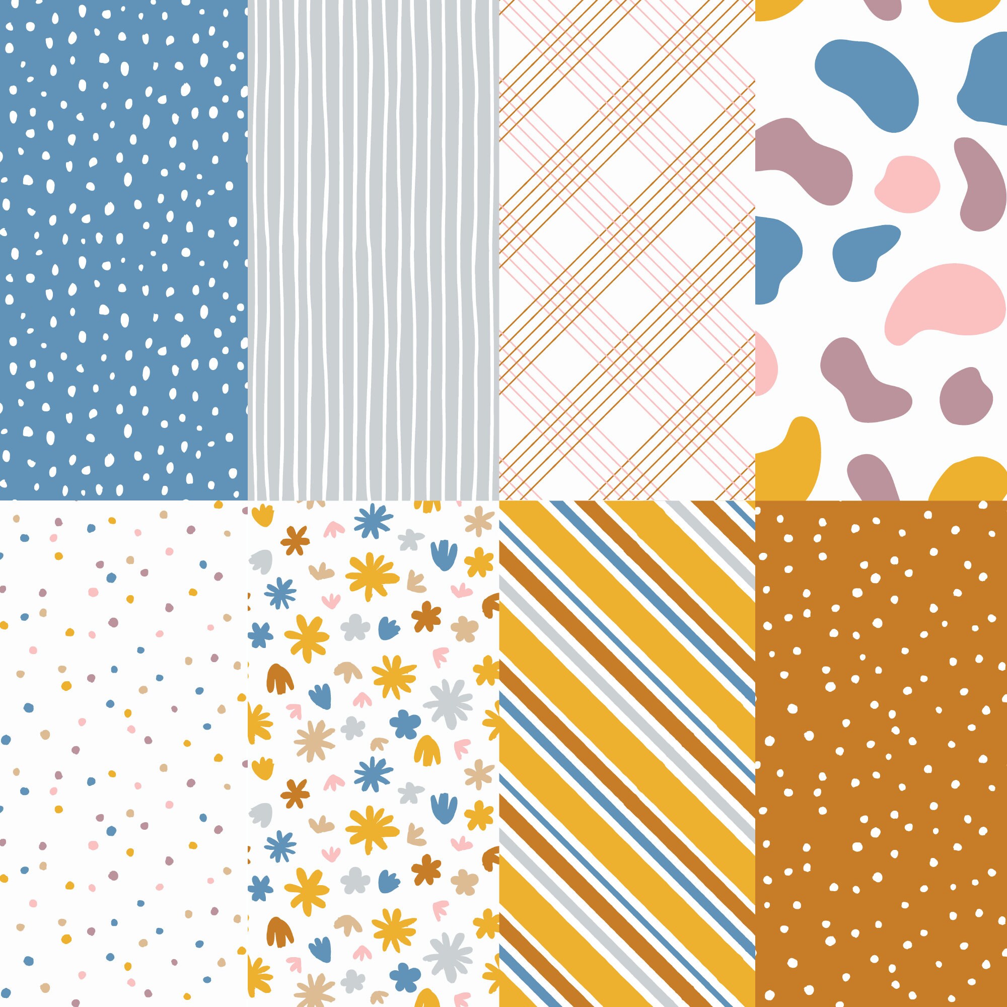 Modern Abstract Digital Paper | Happy Doodles Seamless Digital Paper ...