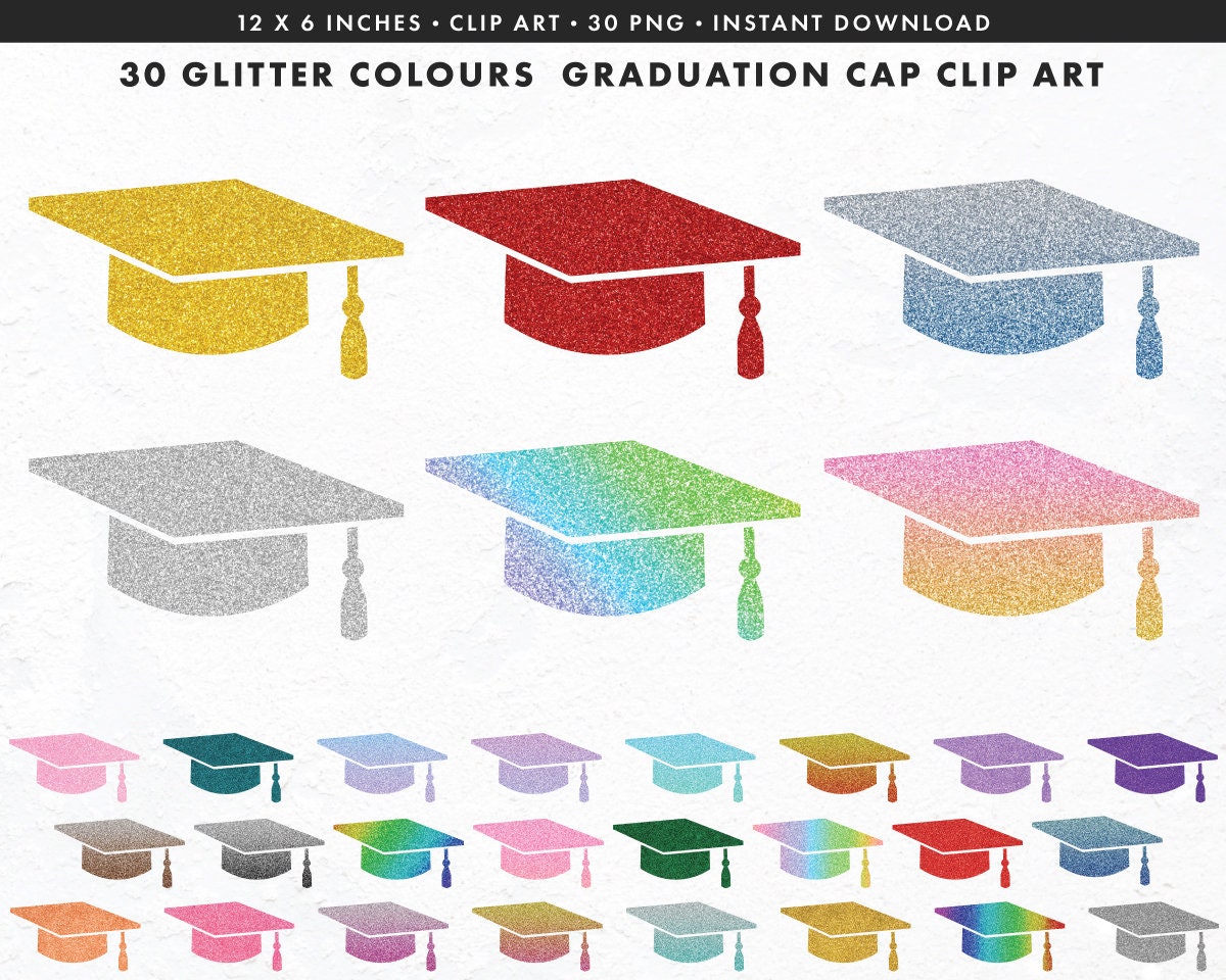 Graduation Cap Clipart Graduation Cap Glitter Graduation Cap Etsy Canada