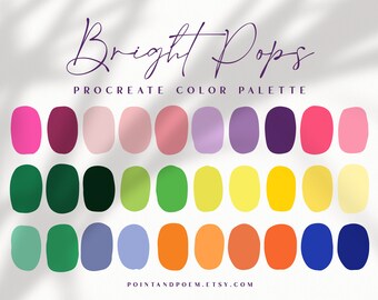 Procreate Color Palette | Color swatches | Bright Pops | Rainbow Primary | iPad lettering, illustration, procreate tool, digital