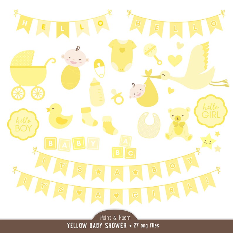 Baby Clip Art Yellow Shower Gender Neutral clipart Etsy
