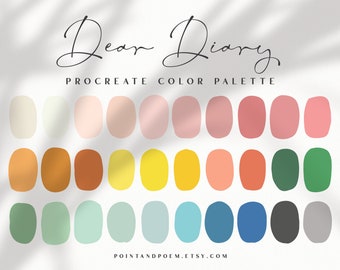 Procreate Color Palette | Color swatches | Dear Diary | Summer Bright Pastel | iPad lettering, illustration, procreate tool, digital art