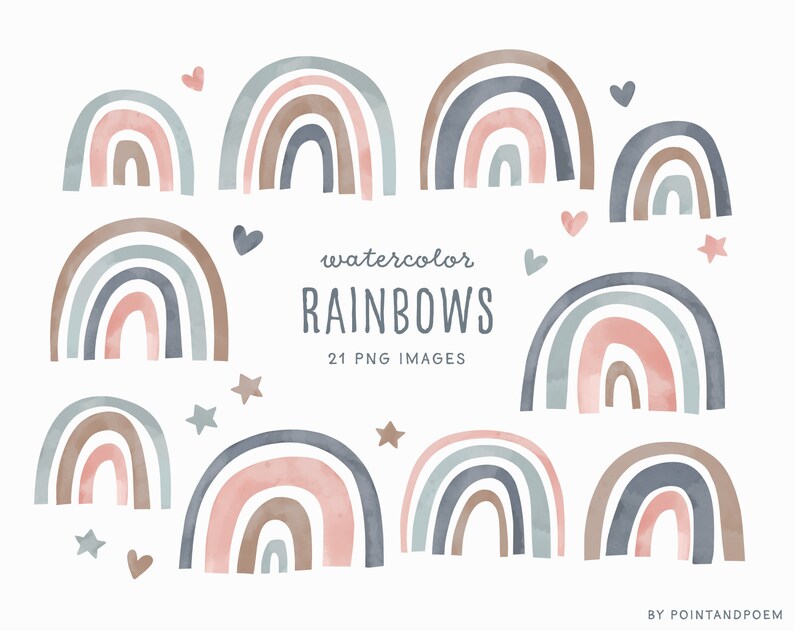 Watercolor Design elements Commercial Use Baby shower Clipart Watercolor Rainbow Clipart hand painted rainbow nursery art