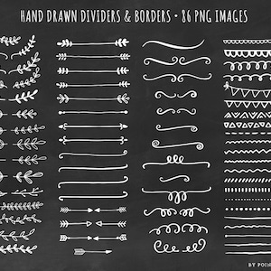 Text Divider Clipart - Hand Drawn Chalkboard - Text Divider PNG - Page Divider Clipart - Digital Download - Commercial Use