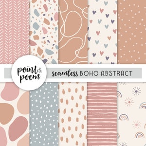 Boho Doodle Seamless Digital Papers, Earth Tones Boho Digital Paper ...