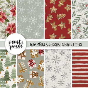 Carta digitale natalizia, Acquerello Motivi natalizi senza soluzione di continuità, Modelli ripetuti per le vacanze invernali, Scrapbooking digitale, Uso commerciale