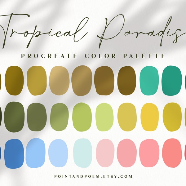 Procreate Color Palette | Color swatches | Tropical Paradise | Summer Nature Bright | iPad lettering, procreate tool, digital illustration