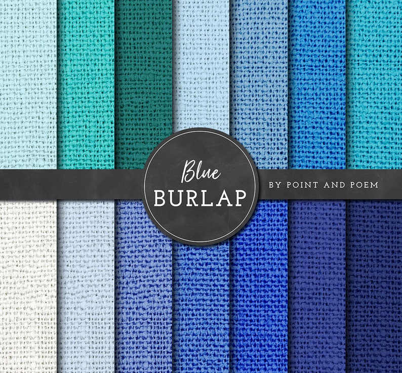 Blue burlap digital paper Blue linen fabric background for ...