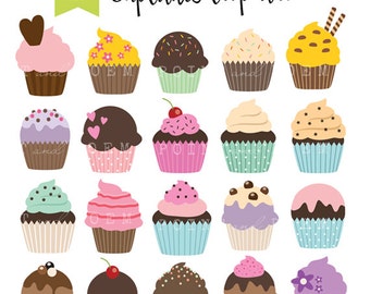 Sweet Cupcakes clipart for invitations, birthdays, BIRTHDAY CUPCAKES CLIPART, scrapbooking cupcake clip art, party, sweets, Instant Download