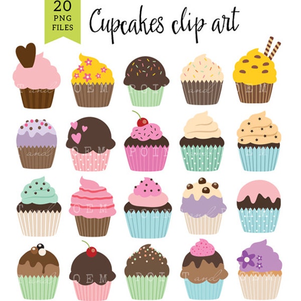Sweet Cupcakes clipart for invitations, birthdays, BIRTHDAY CUPCAKES CLIPART, scrapbooking cupcake clip art, party, sweets, Instant Download