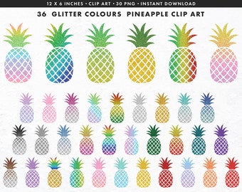 Glitter Pineapple Clipart, Pineapple clip art, Pineapple PNG, Commercial use, Instant Download