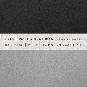 Kraft Digital Paper, Digital Scrapbooking Paper, Black, Gray, Chipboard, Cardboard Backgrounds Commercial Use image 3