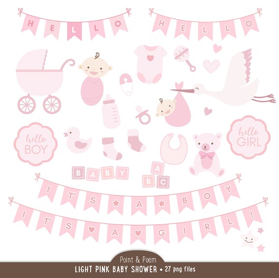 Pink Shower Clip Art Baby Girl Clipart Baby Pink Graphic Etsy