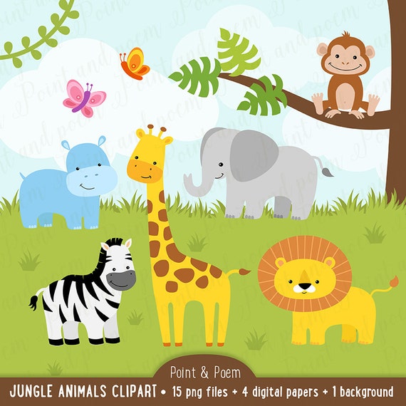 Jungle Clip Art Animals Clip Art Digital Papers Baby Etsy