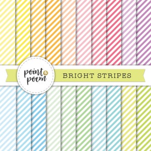 Stripes Digital Paper, Colorful Stripes Backgrounds, Bright Colors, Scrapbooking, Crafts - Commercial Use