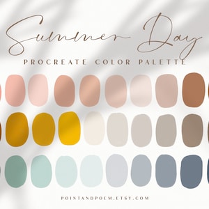 Procreate Color Palette / Color swatches / Summer Day / Warm Retro Boho / iPad lettering, illustrazione, strumento procreare, arte digitale