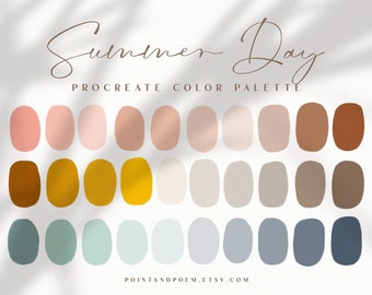Procreate Color Palette | Color swatches | Summer Day | Warm Retro Boho | iPad lettering, illustration, procreate tool, digital art